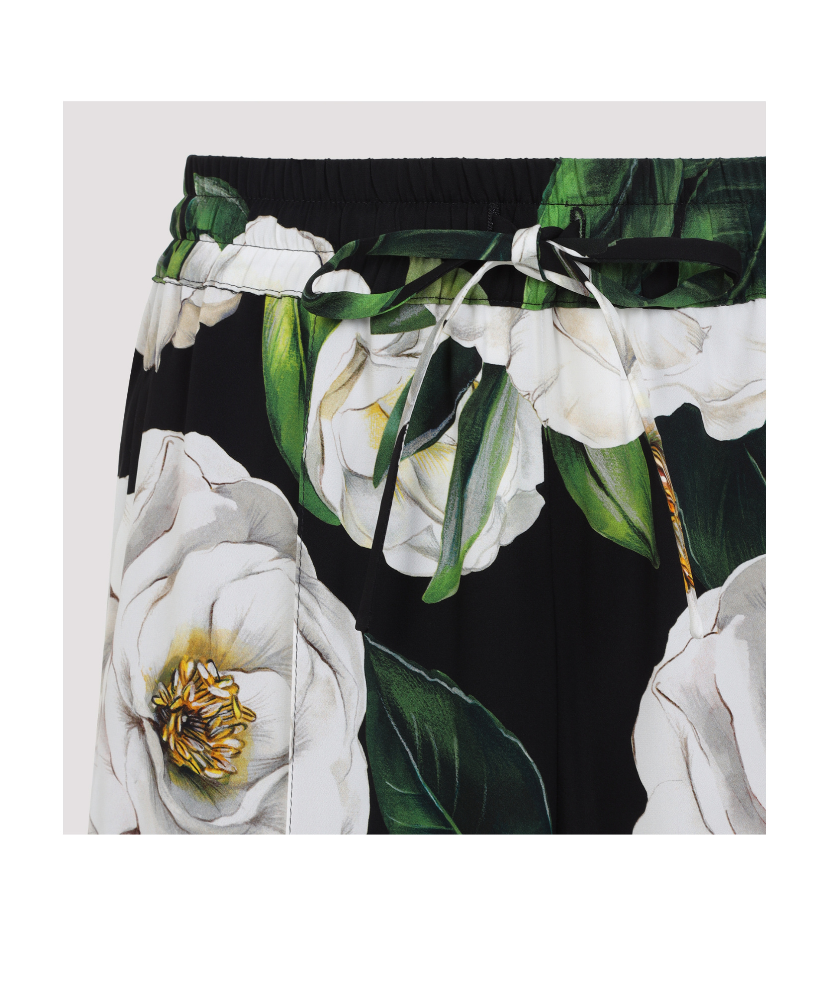 Dolce & Gabbana Black Silk Pants With Floral Pattern In Black
