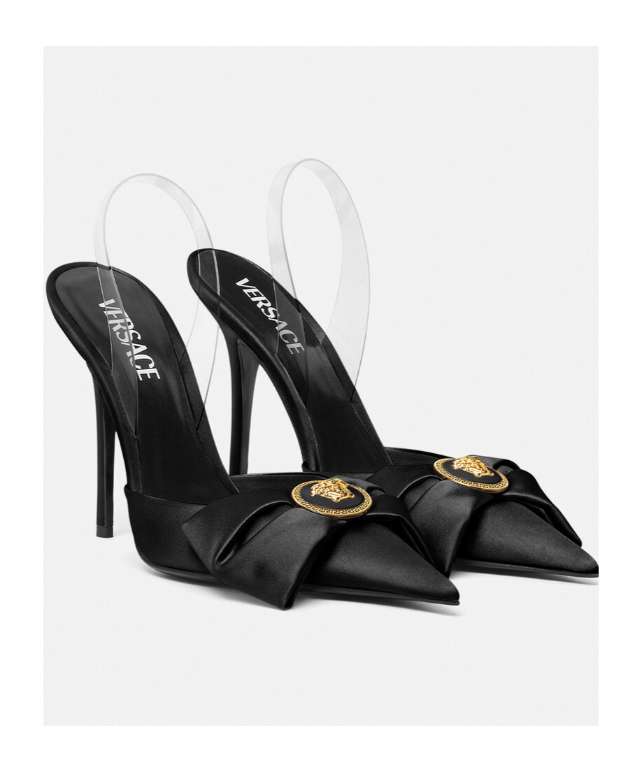 Versace Black Alia Slingback Heels In Black