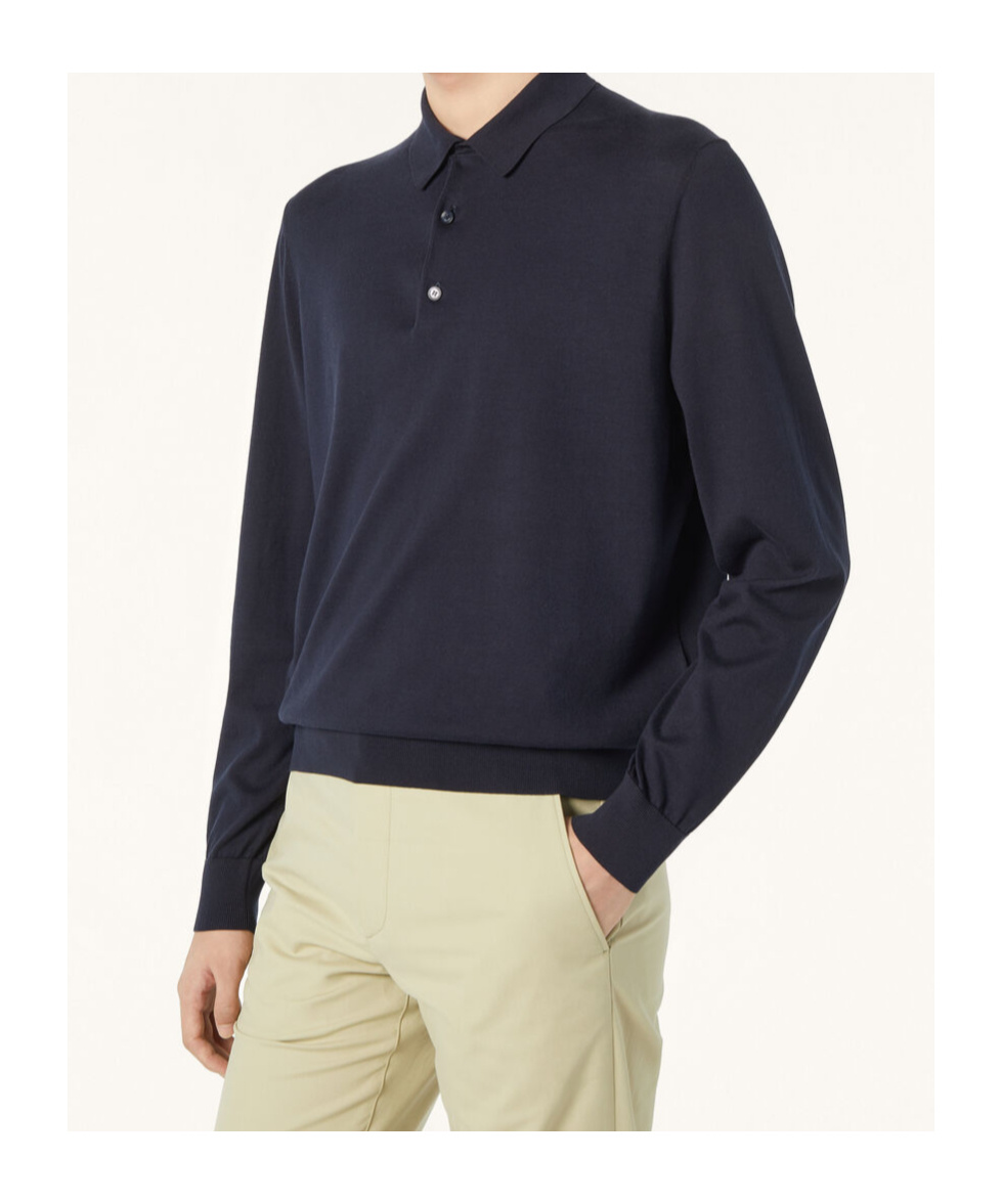 LORO PIANA LORO PIANA ICE WISH STRAIGHT HEM KNITTED POLO SHIRT
