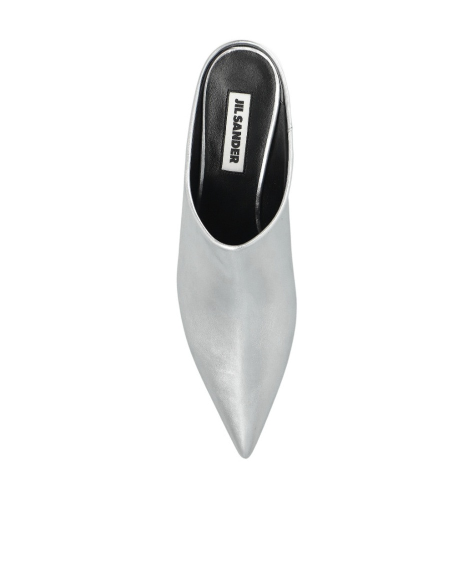 Jil Sander Pointed High Heel Mules In Silver