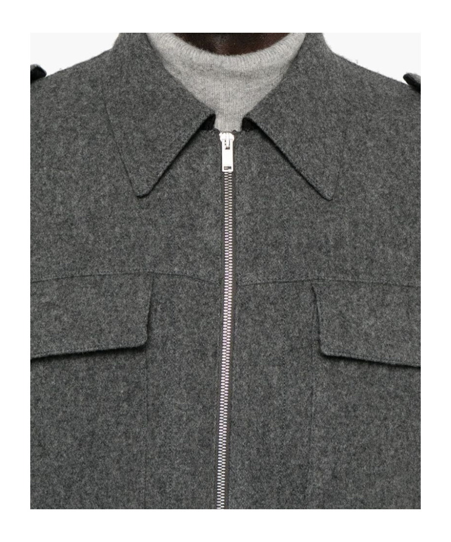 Jil Sander Structured Wool Shirt In Gray
