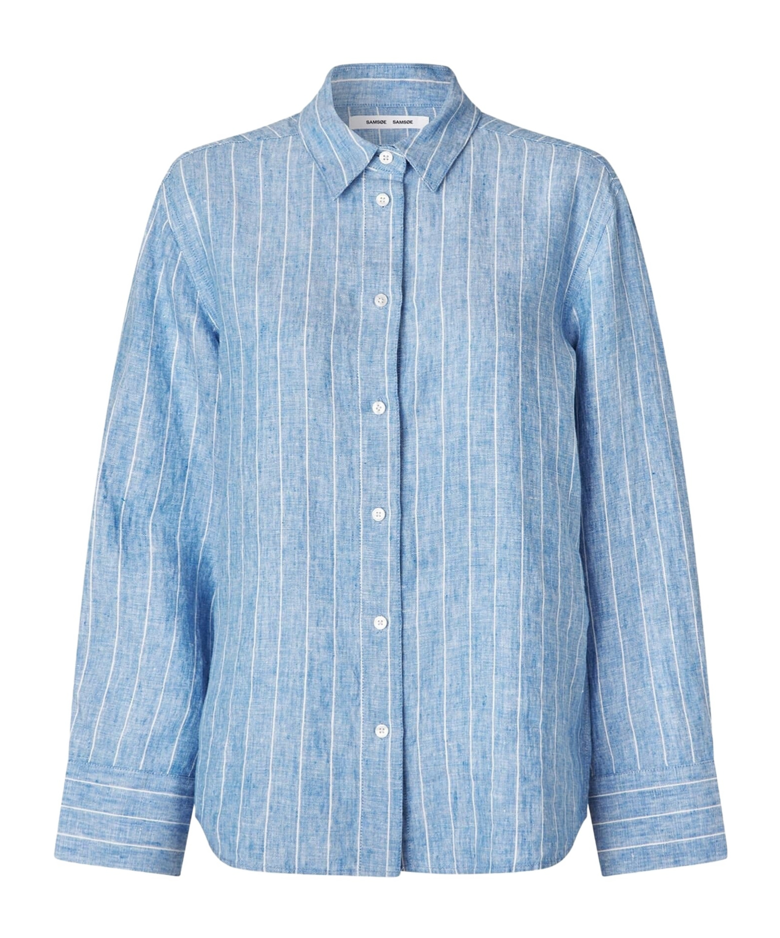 Samsoe & Samsoe Striped Linen Shirt In Blue