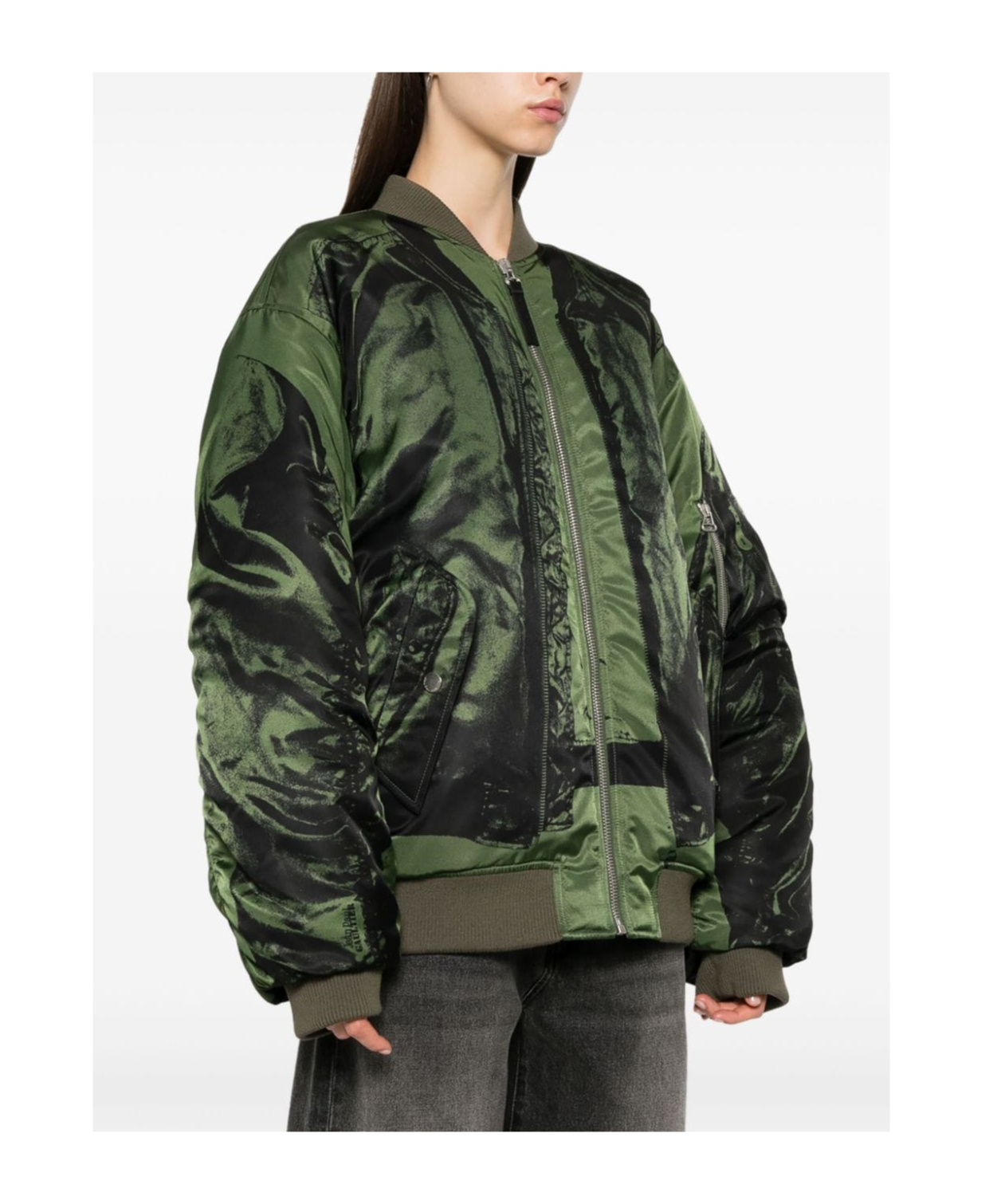 Jean Paul Gaultier Khaki 'the Trompe L'œil' Bomber Jacket In Black