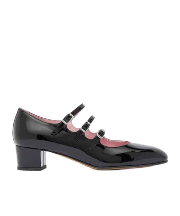 Carel Paris Kina' Black Mary Janes With Straps And Block Heel In Patent Leather