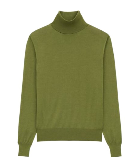 Saint Laurent Turtleneck Knitwear In Wool In Green
