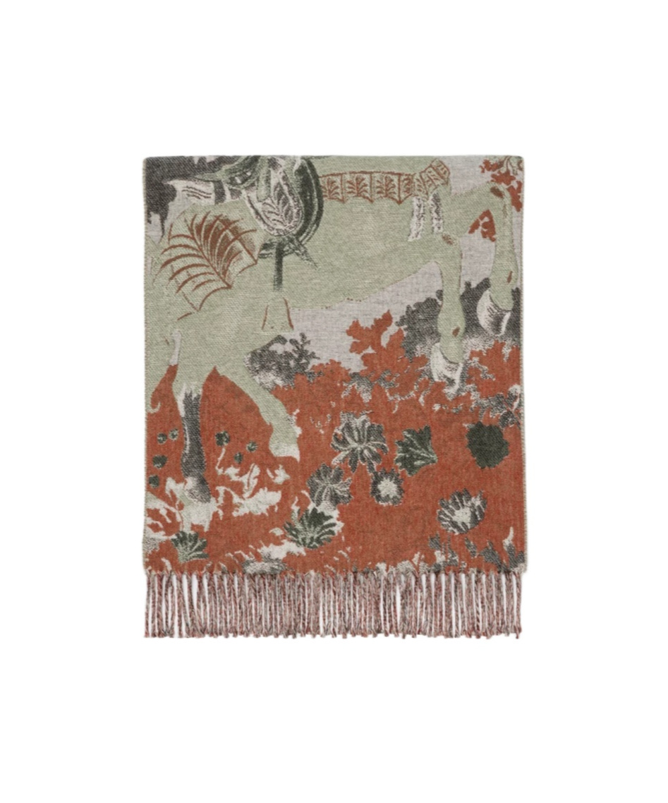 Burberry Stallion Portrait Cashmere Scarf In White