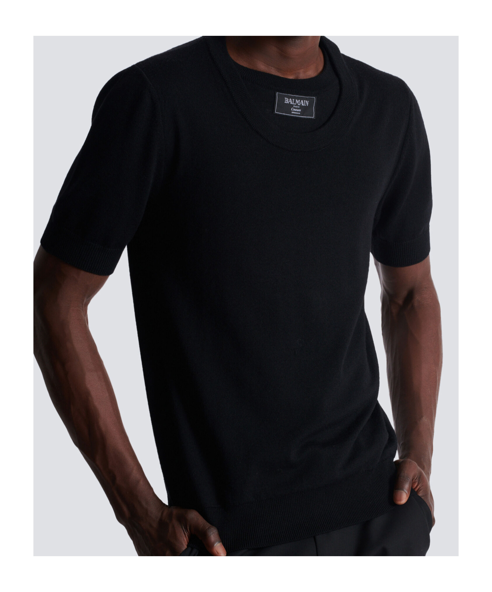 Balmain Knitted T-shirt In Black