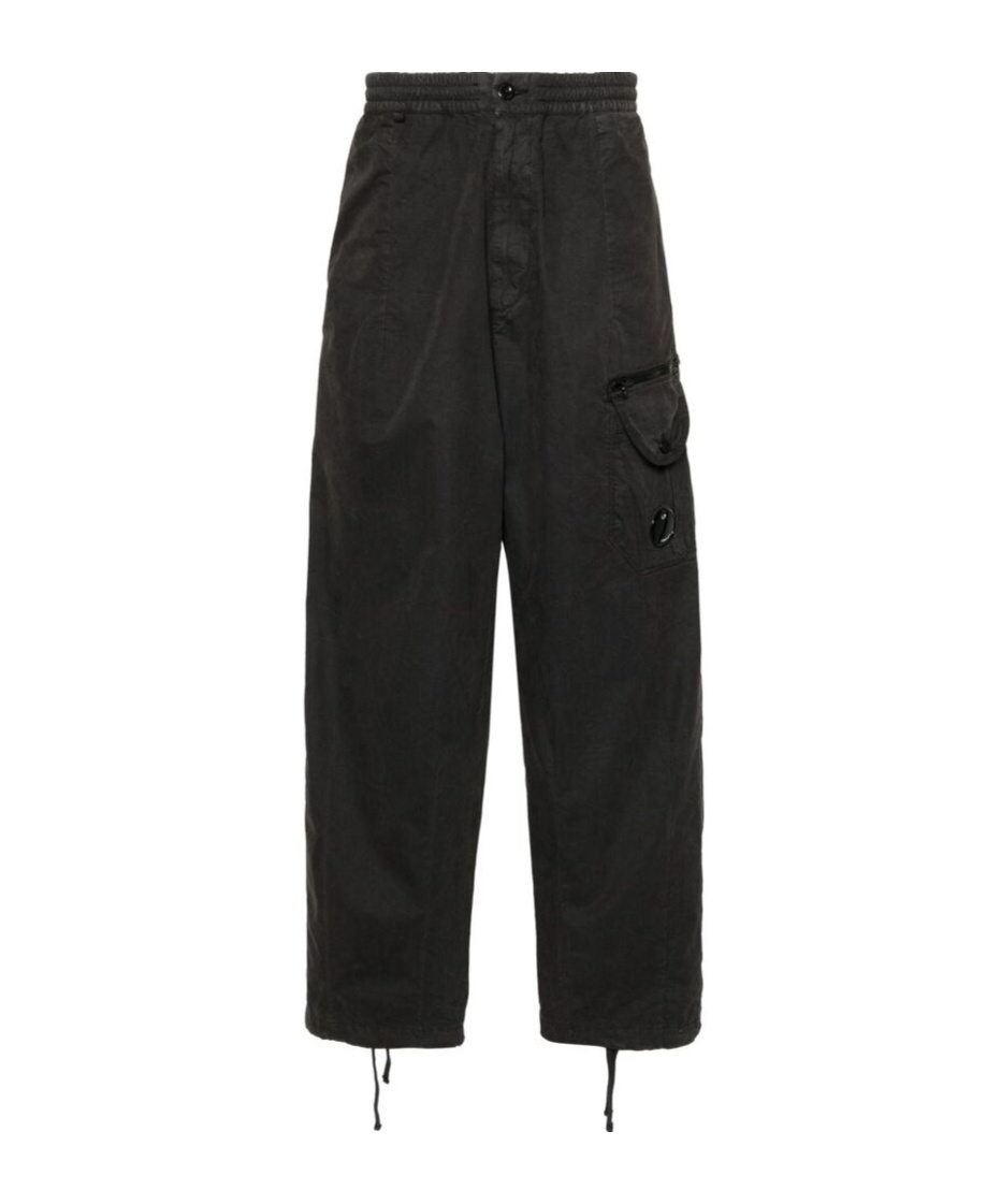 C.p. Company Lens Cotton Cargo Trousers In Black