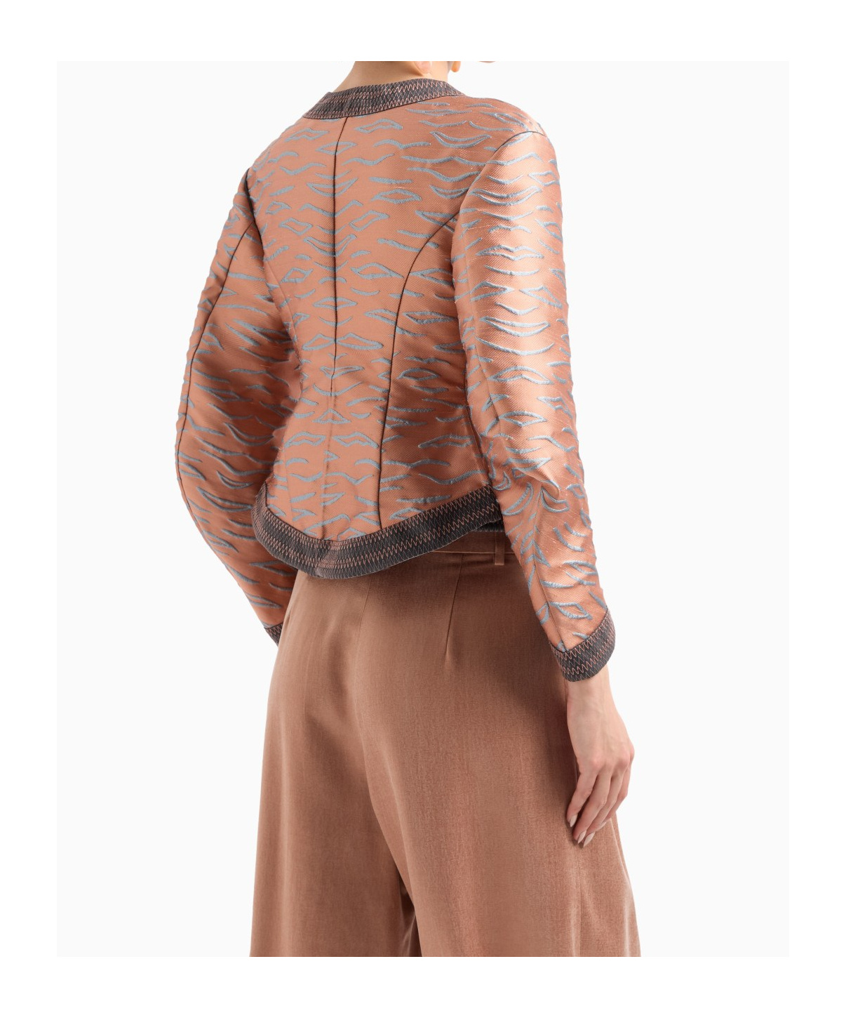 Giorgio Armani Short Jacket In A Jacquard Silk Blend In Pink