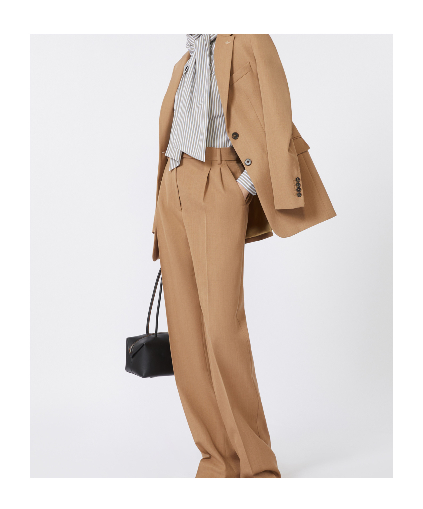 Max Mara Single Breasted Grain De Poudre Wool Blazer In Neutral