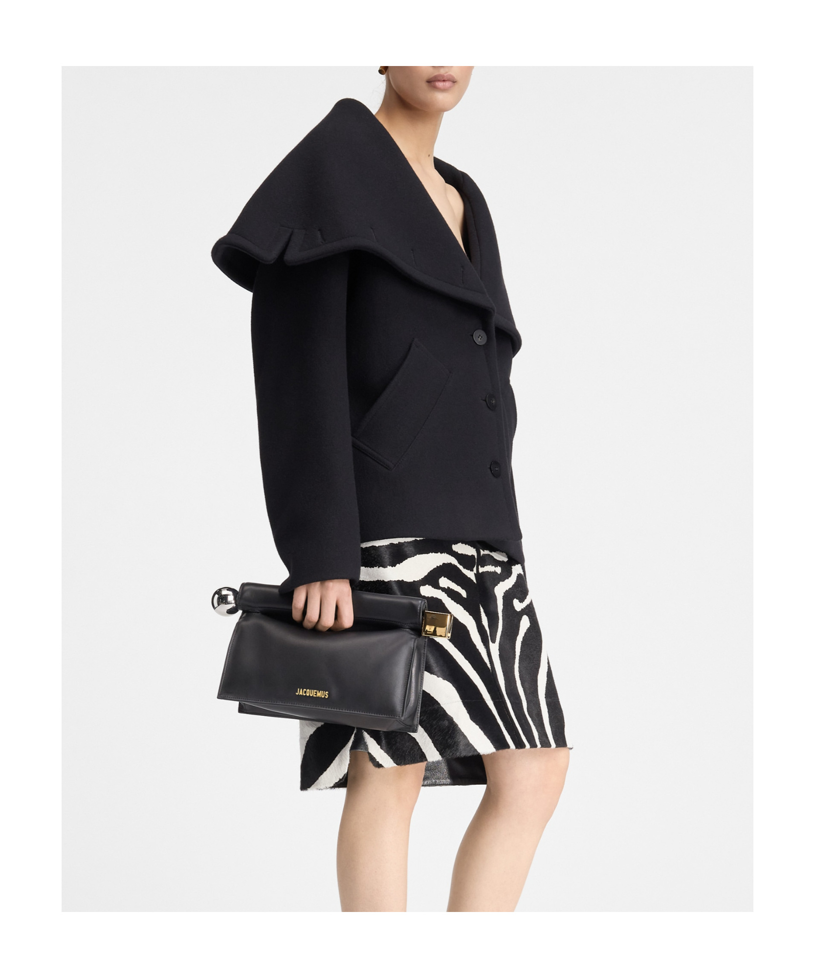 Jacquemus Le Caban Caruso Draped-collar Jacket Women In Black
