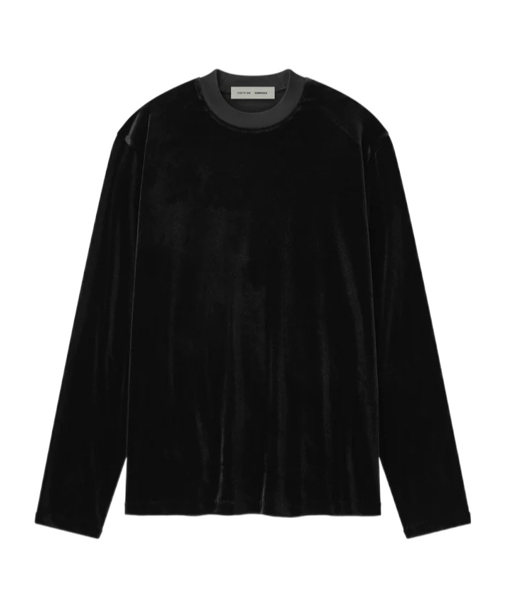 Essentials Womens Velour Classic Long Sleeve Tee In Black