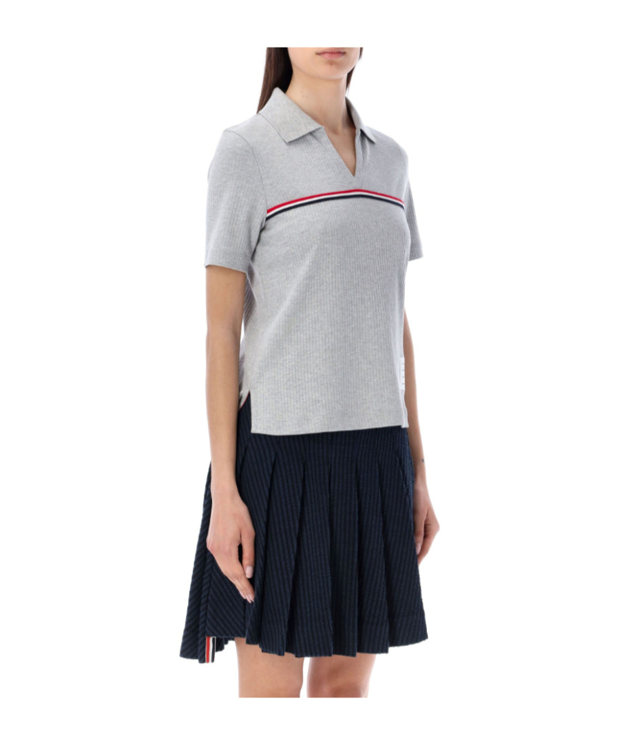 Thom Browne Rwm-stripe Short-sleeve Polo In Black