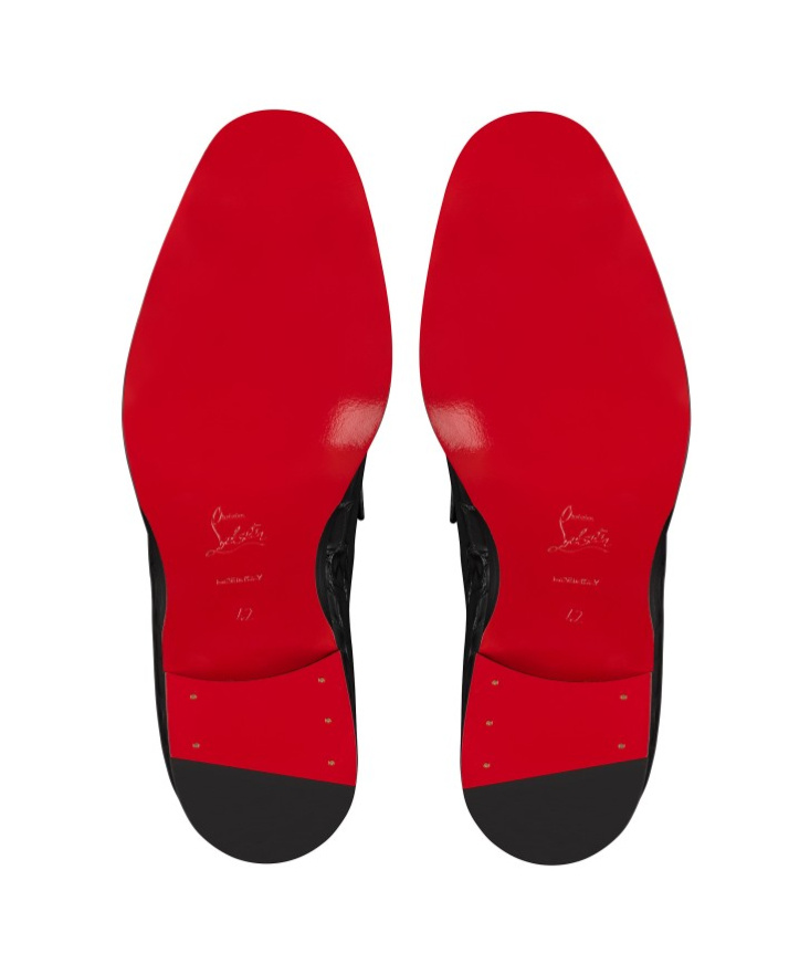 Christian Louboutin Embossed Slip-on Loafers In Black