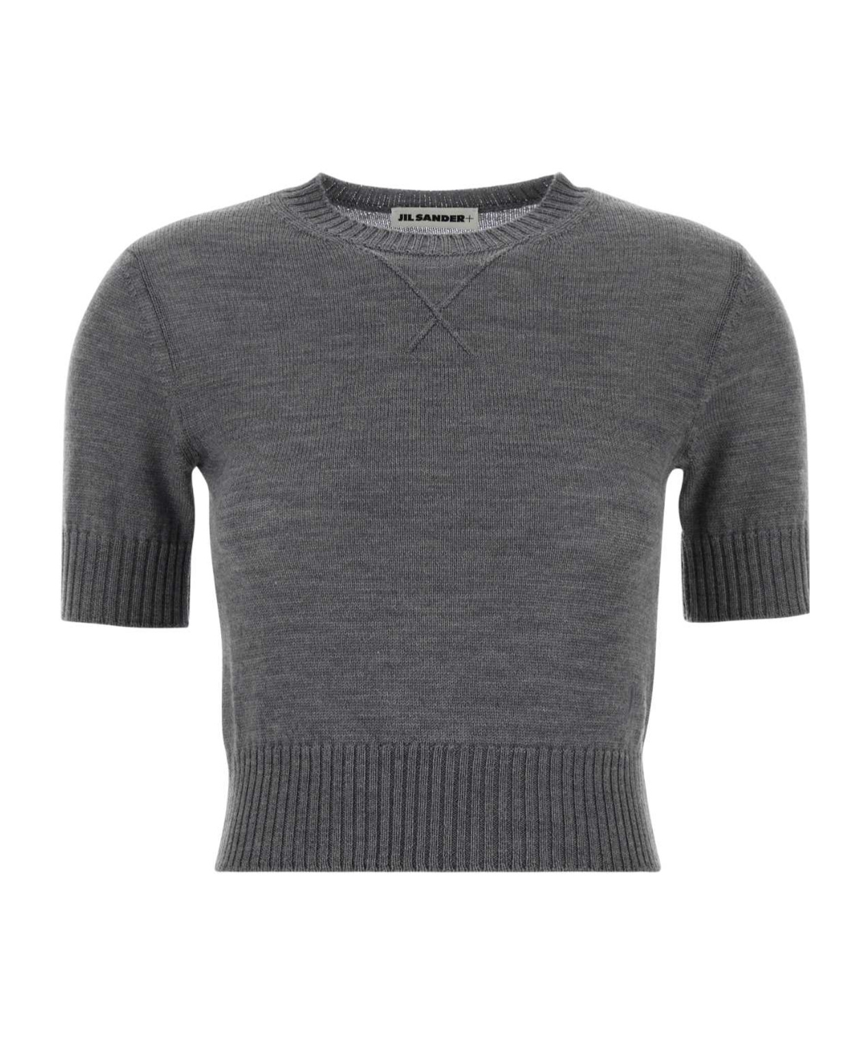 Jil Sander Ribbed Hem And Cuff Wool Crew Neck Top In Black