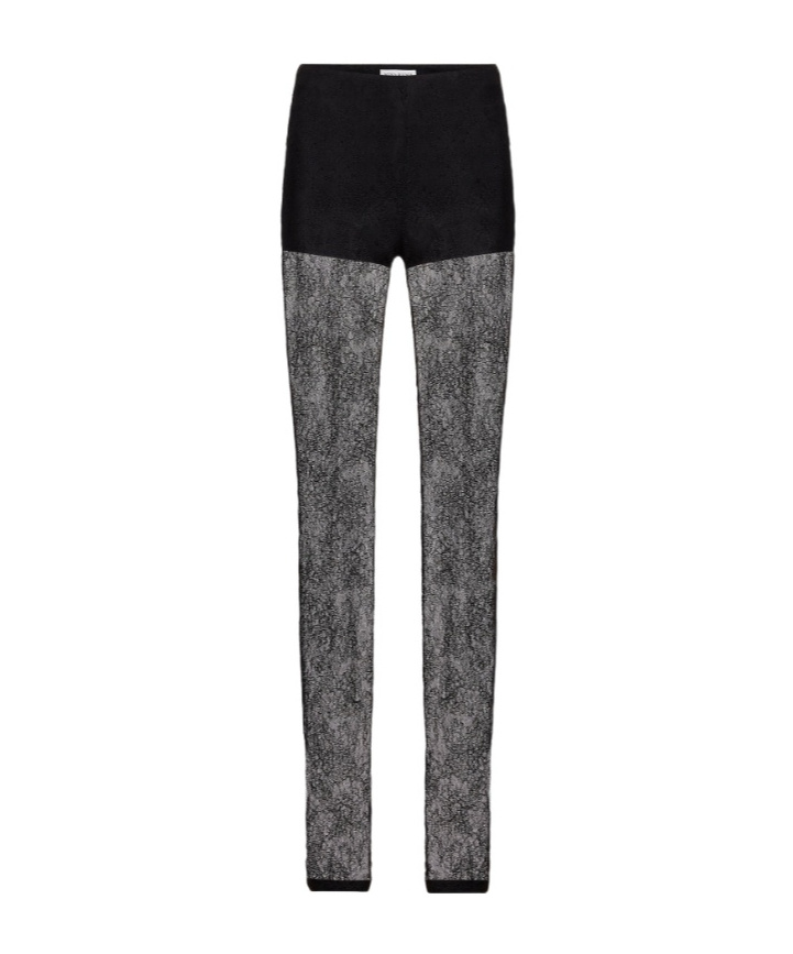 Nina Ricci Sheer Lace High Waist Slim Fit Trousers In Multi