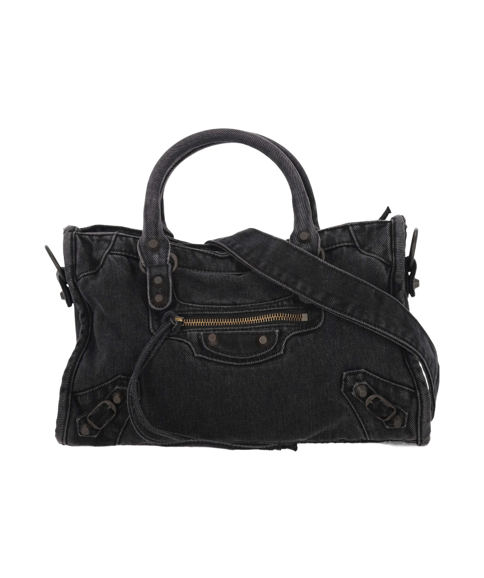 Balenciaga Le City Small Denim Bag In Black