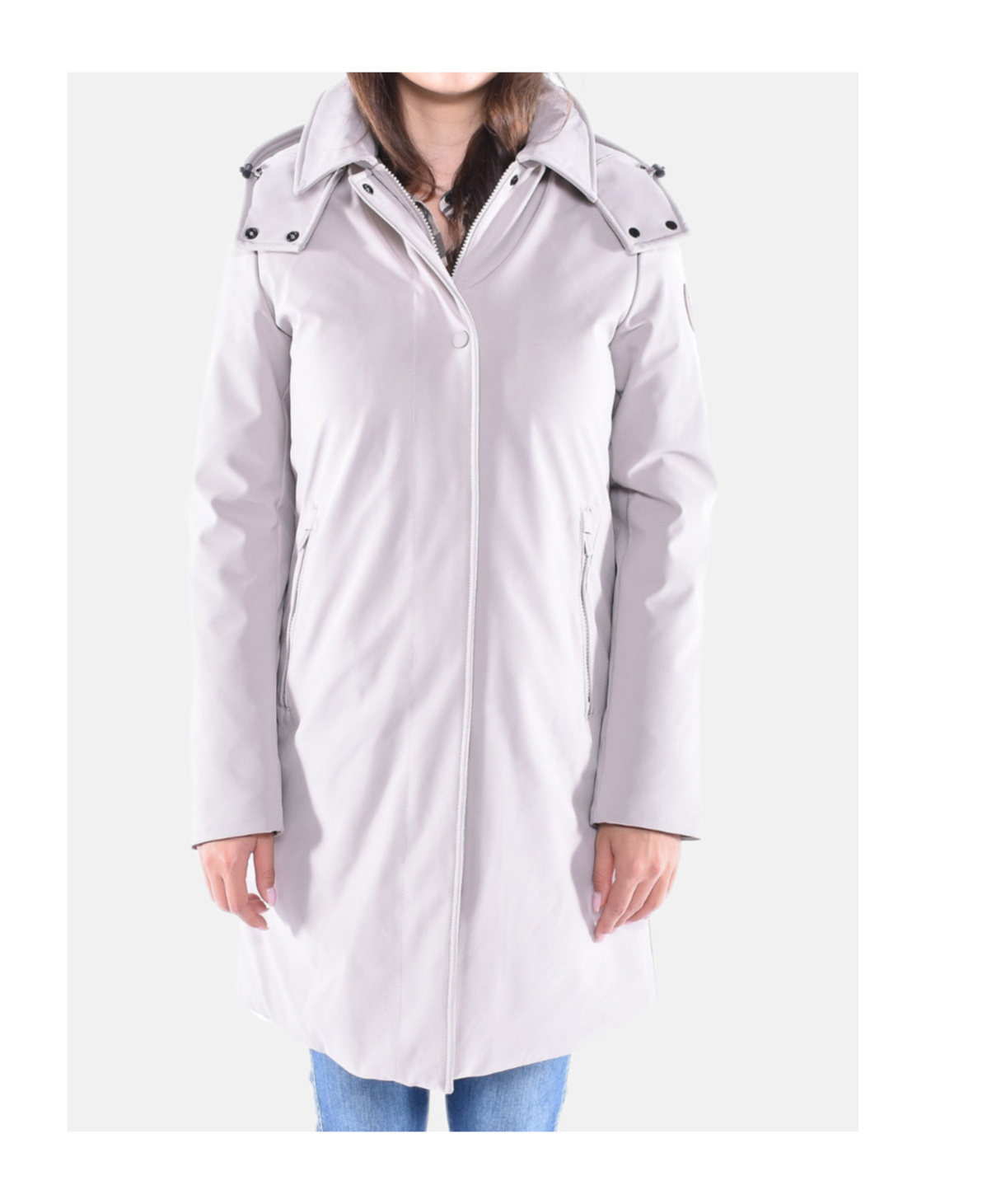Woolrich Logo Patch Hooded Parka In Neutral