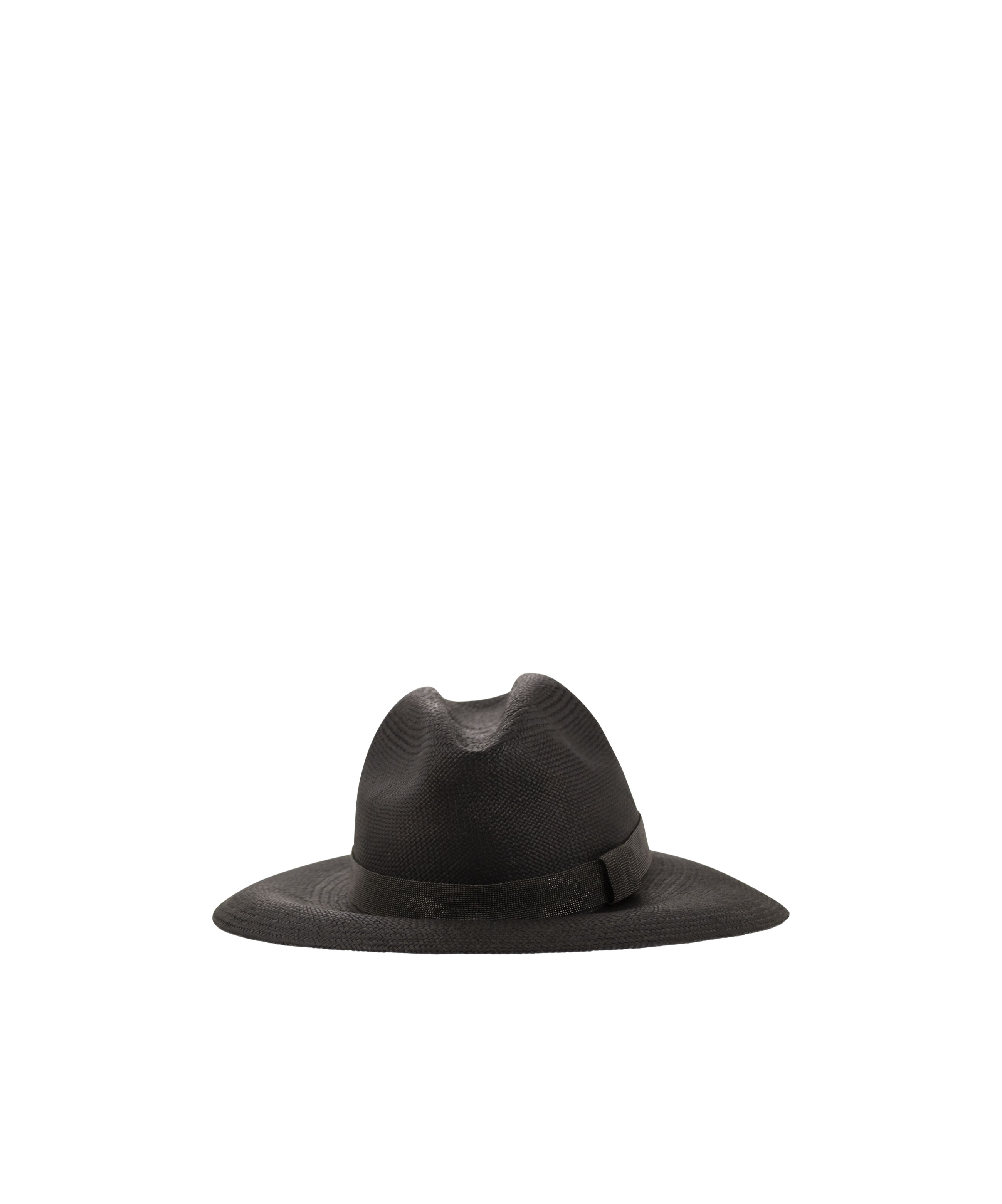 Brunello Cucinelli Straw Hat With Precious Band In Black