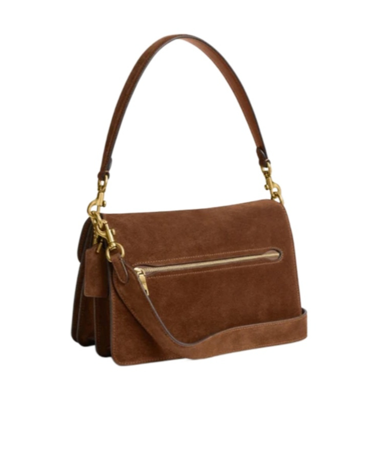 Coach Tabby Chain Suede Leather Shoulder Bag In Brown