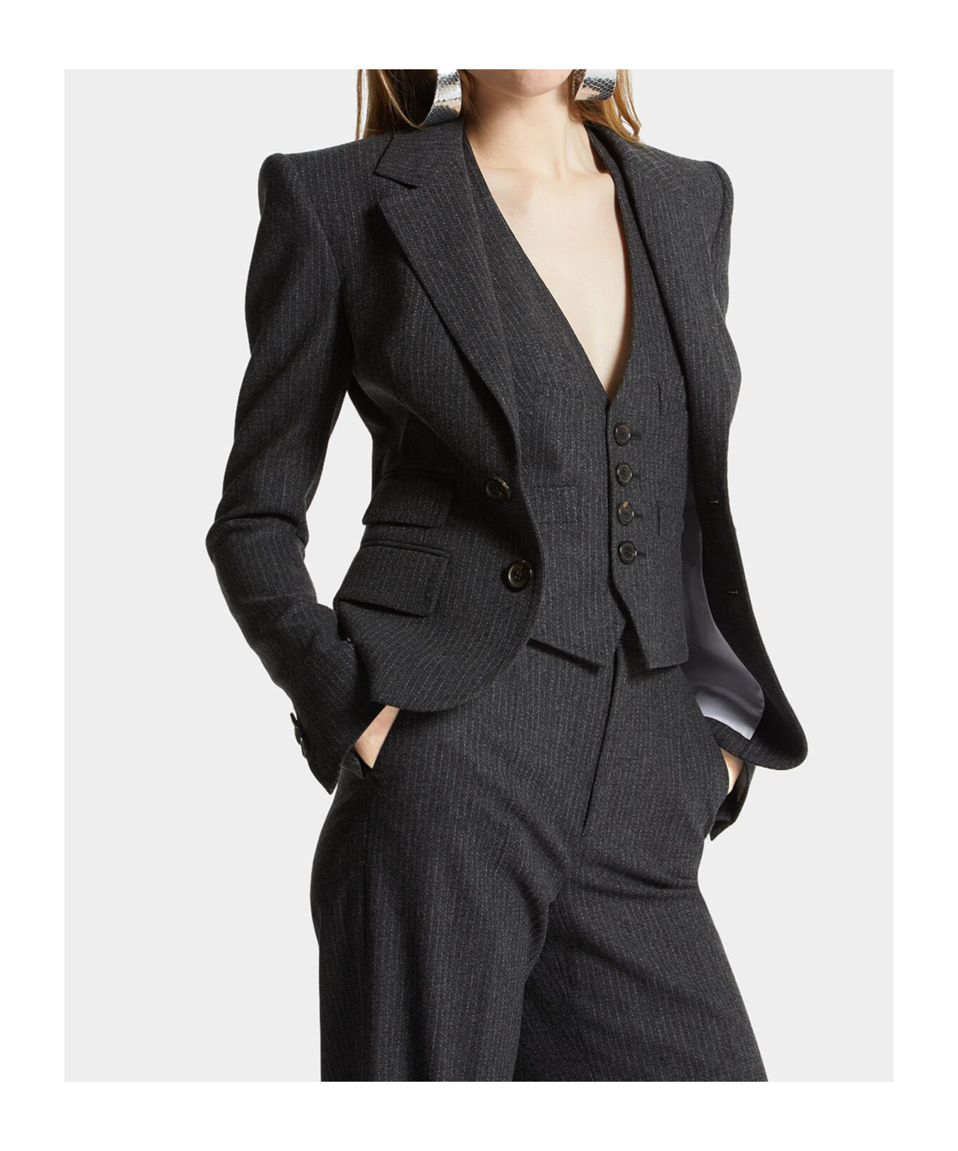 Dsquared2 Bianca Pinstripe Blazer In Black