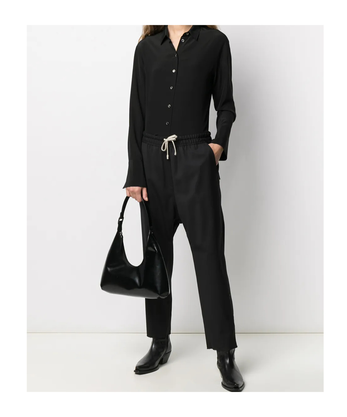 Nili Lotan Cropped Wool Trousers Elastic Waistband