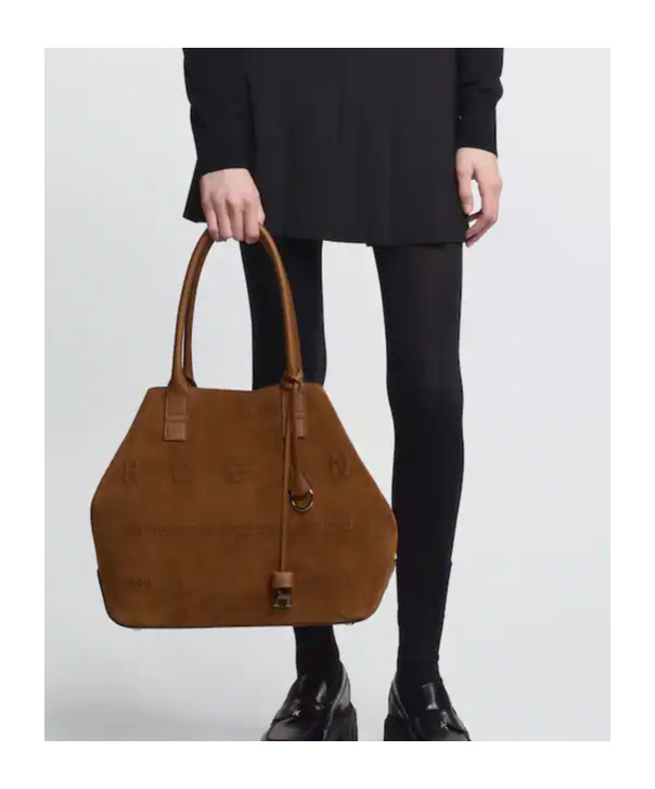 Hogan Script Shopping Bag Medium In Brown