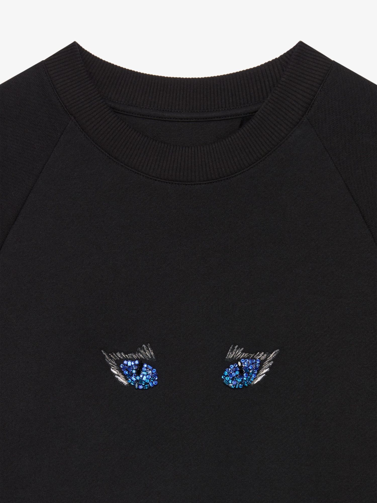 Givenchy Slim Fit Sweatshirt In Fleece With Cat Eye Embroidery In Black