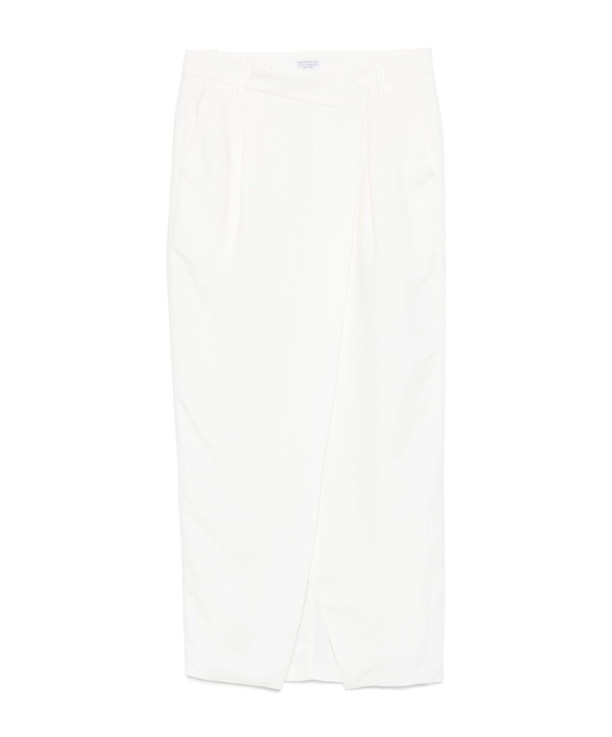 Brunello Cucinelli Knee Length Wrap Skirt With Front Slit In White