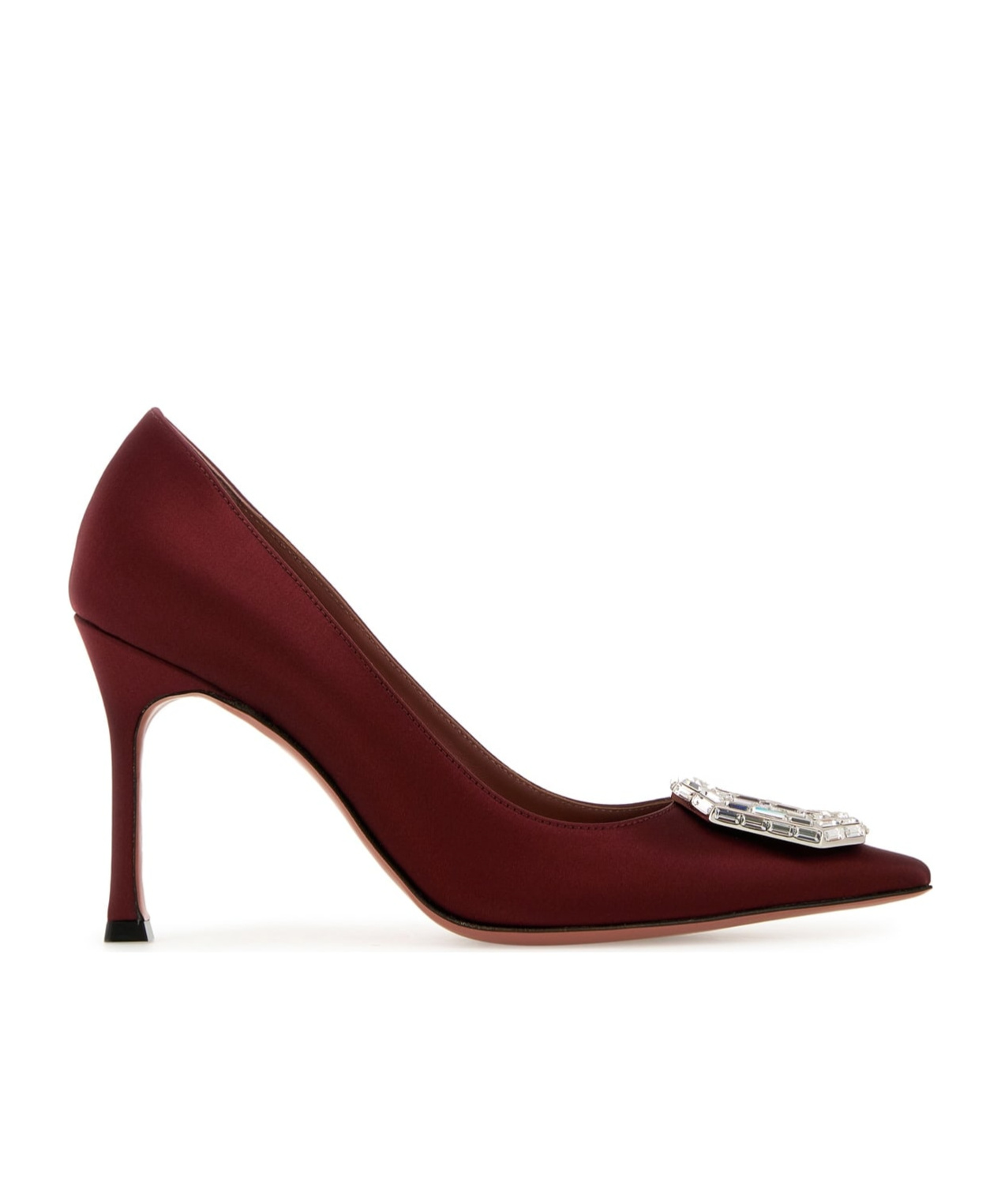 Amina Muaddi Camelia Embellished Pointed Toe Pumps In Brown