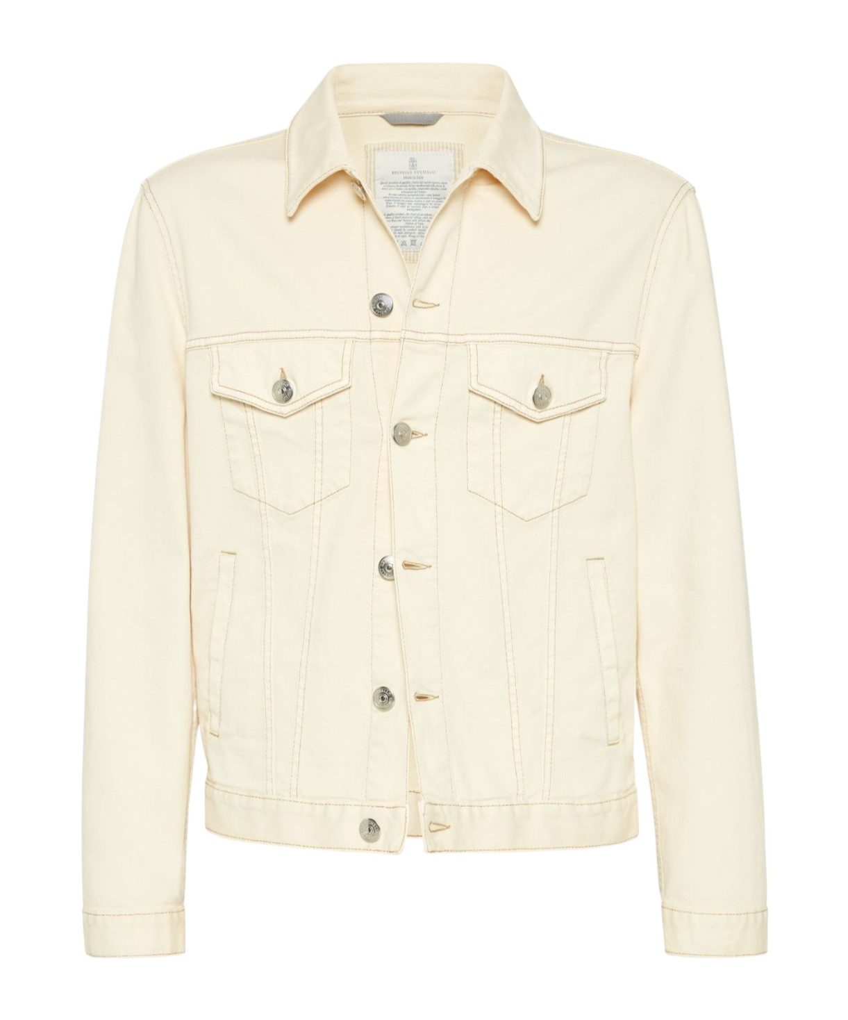 Brunello Cucinelli Classic White Denim Jacket For Men In White