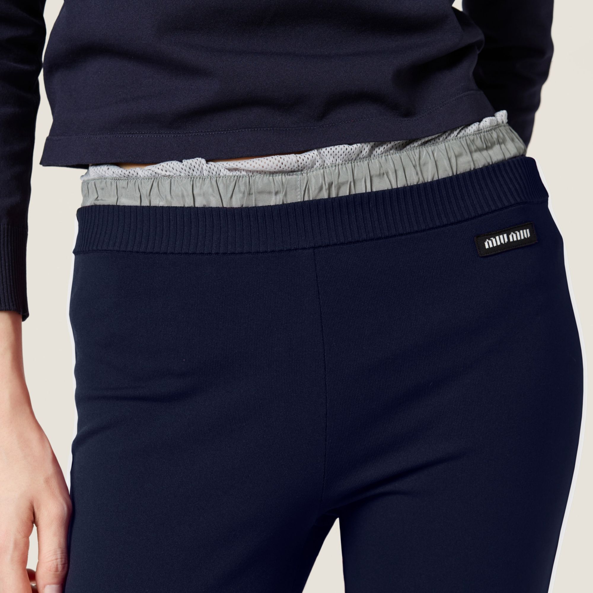 Miu Miu Technology Fabric Pants In Black