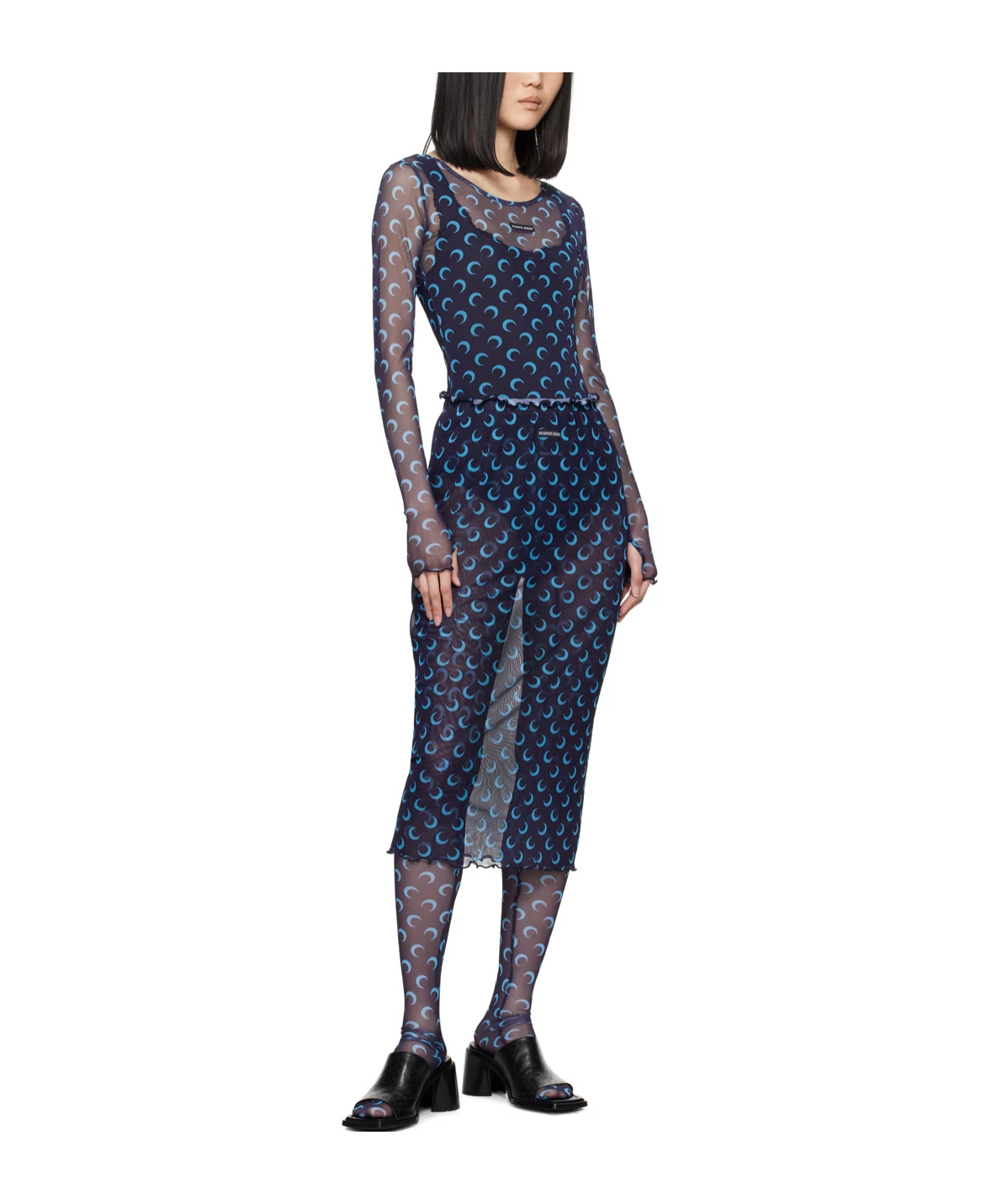 Marine Serre Moon Printed Long-sleeved T-shirt In Gray