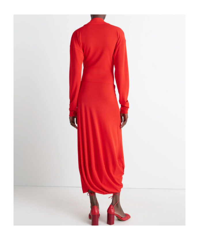 Lemaire Cowl-neck Pocket Dress In Red