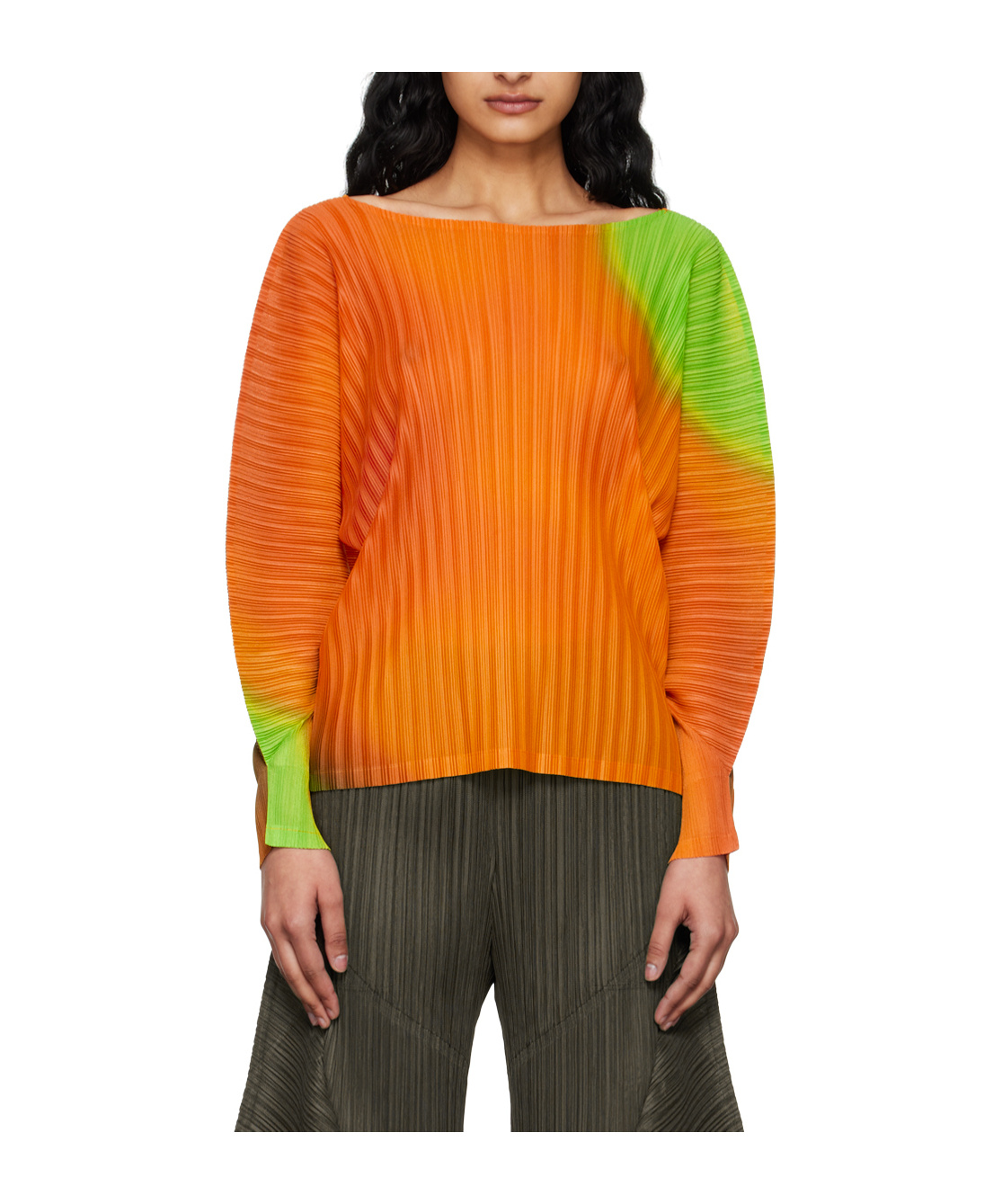 Shop Issey Miyake Melty Rib Blouse In Orange