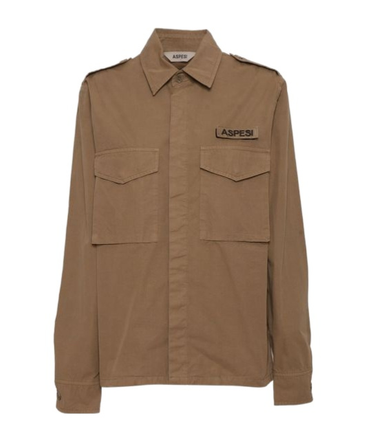 Aspesi Brown Field Shirt With Button-down Front In Brown