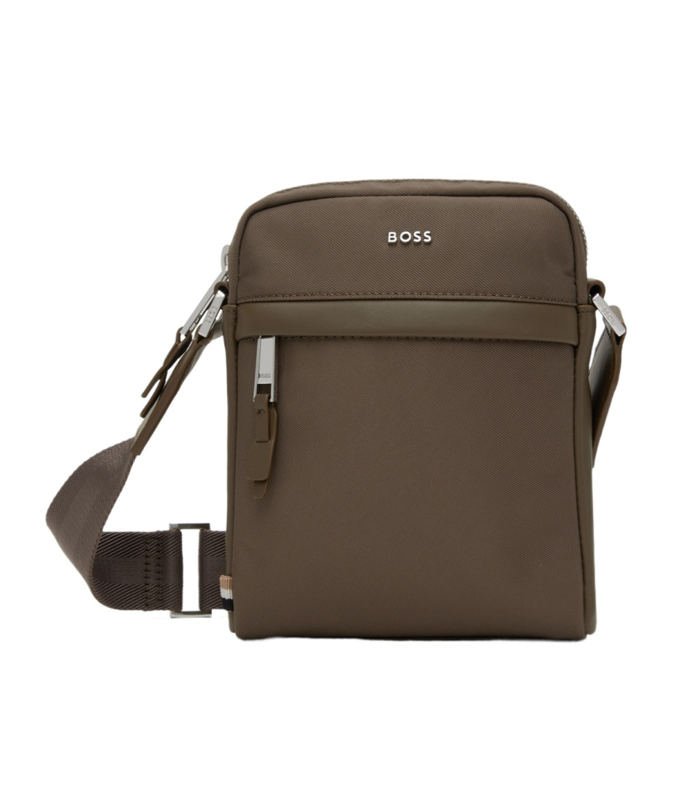 Hugo Boss Logo Letter Shoulder Bag In Brown