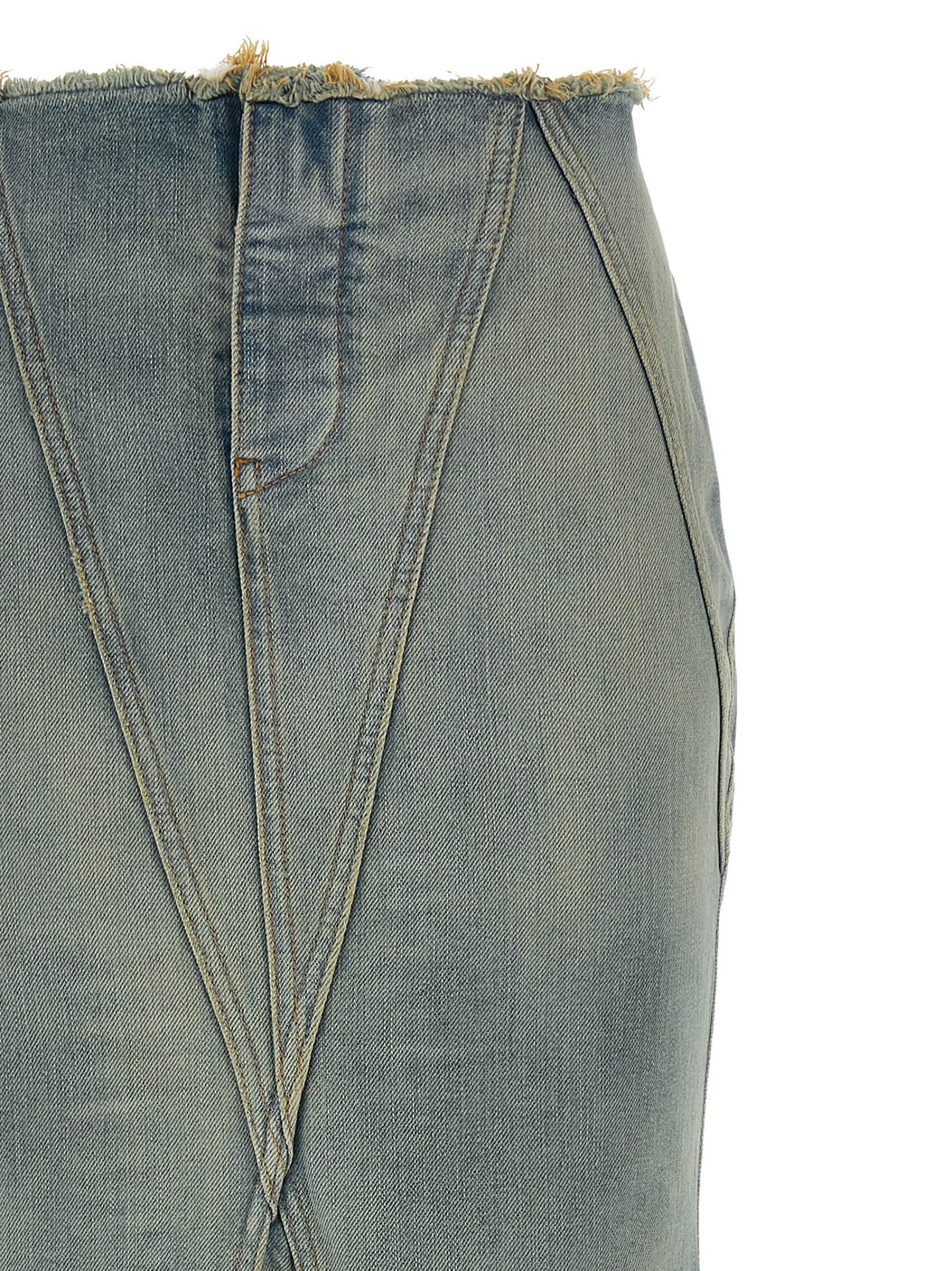 Off-white High Waist Skirt Featuring Panel Detailing In Green