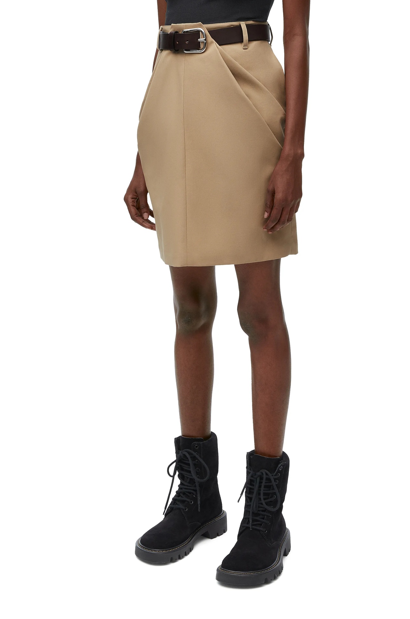 Loewe High-waist Draped Miniskirt In Green
