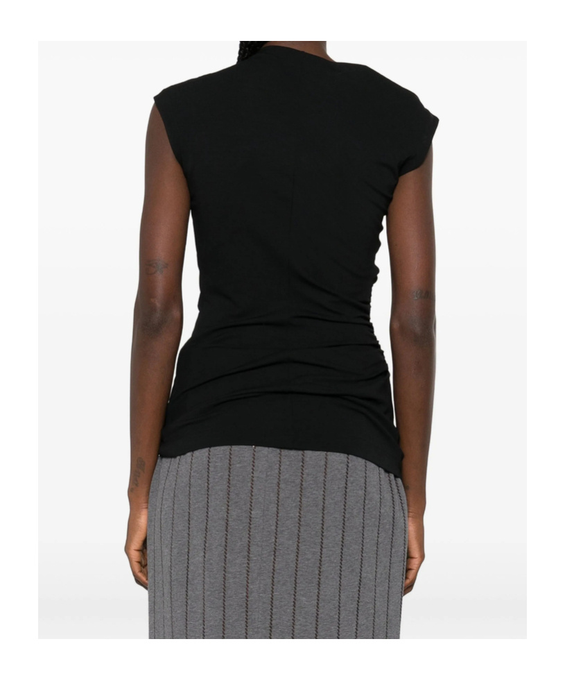 Brunello Cucinelli Asymmetric Draped Top In Black