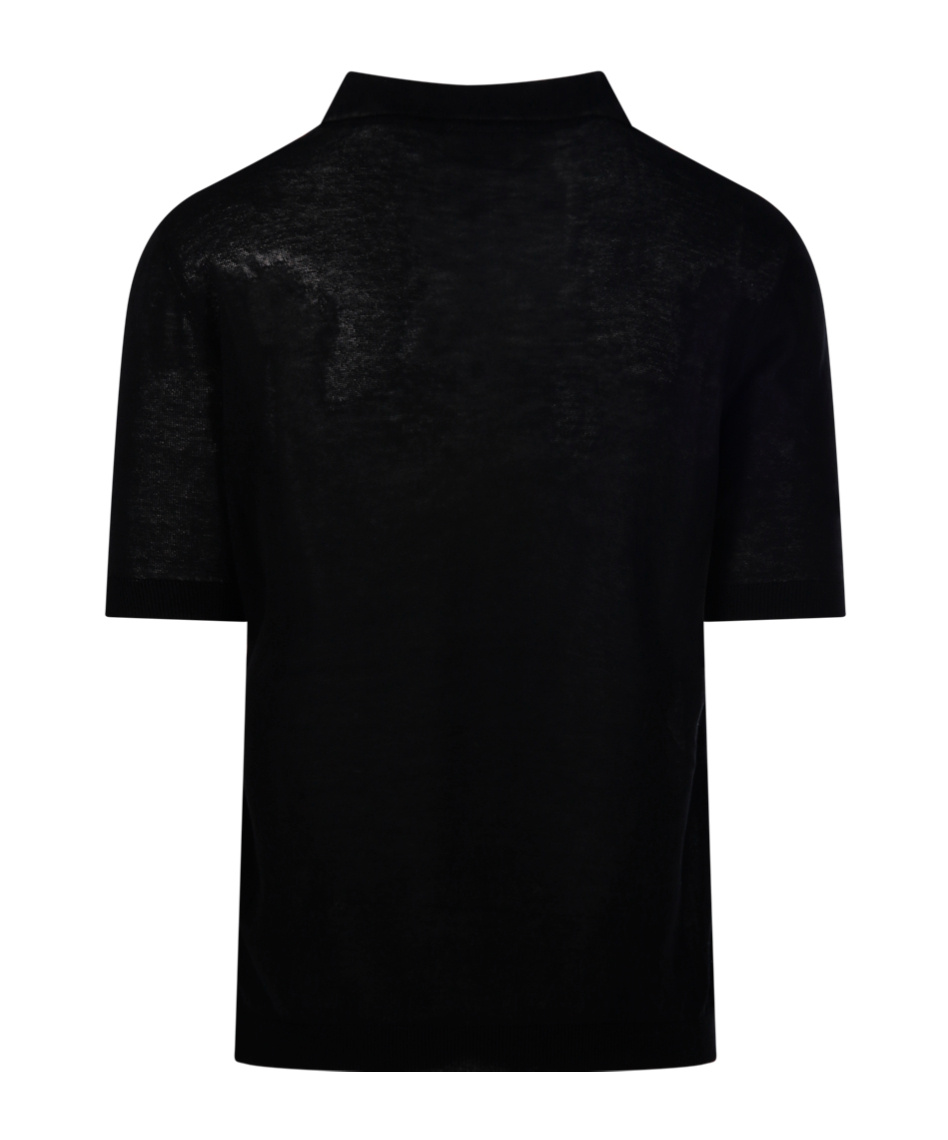 A Paper Kid Fine-knit Polo Shirt In Black