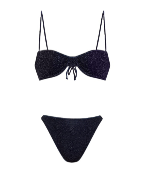Oseree Oséree Lurex Detailed Two Piece Swimsuit In Black