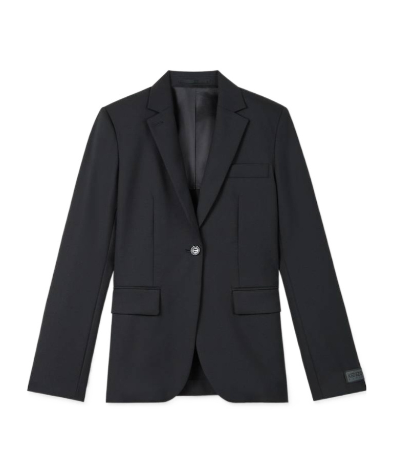 Kenzo Long-sleeved Wool Suit Coat In Black