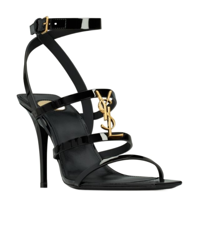 Saint Laurent Cassandra Sandals In Patent Leather In Black