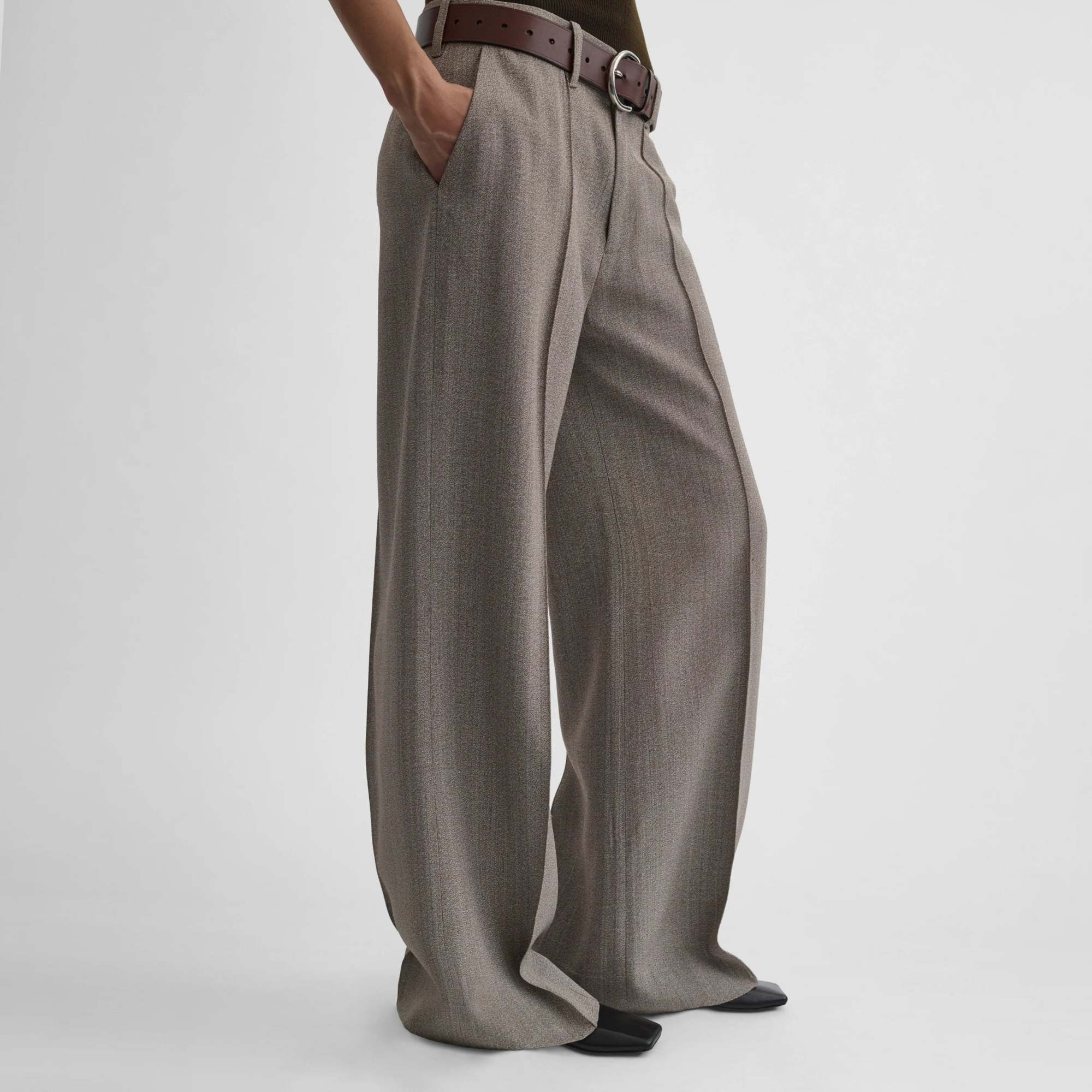 Shop Phoebe Philo Belt Loops Slacks In Gray