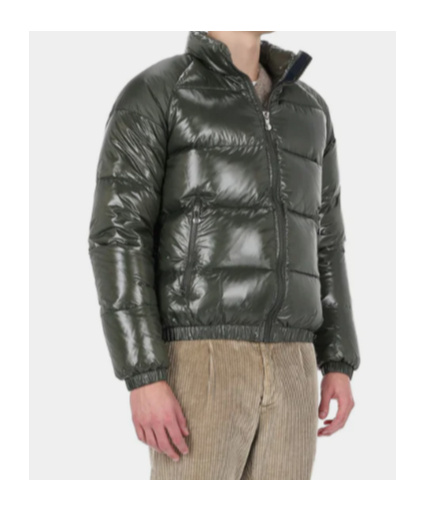 Pyrenex Long-sleeved Stand-up Collar Down Jacket In Green