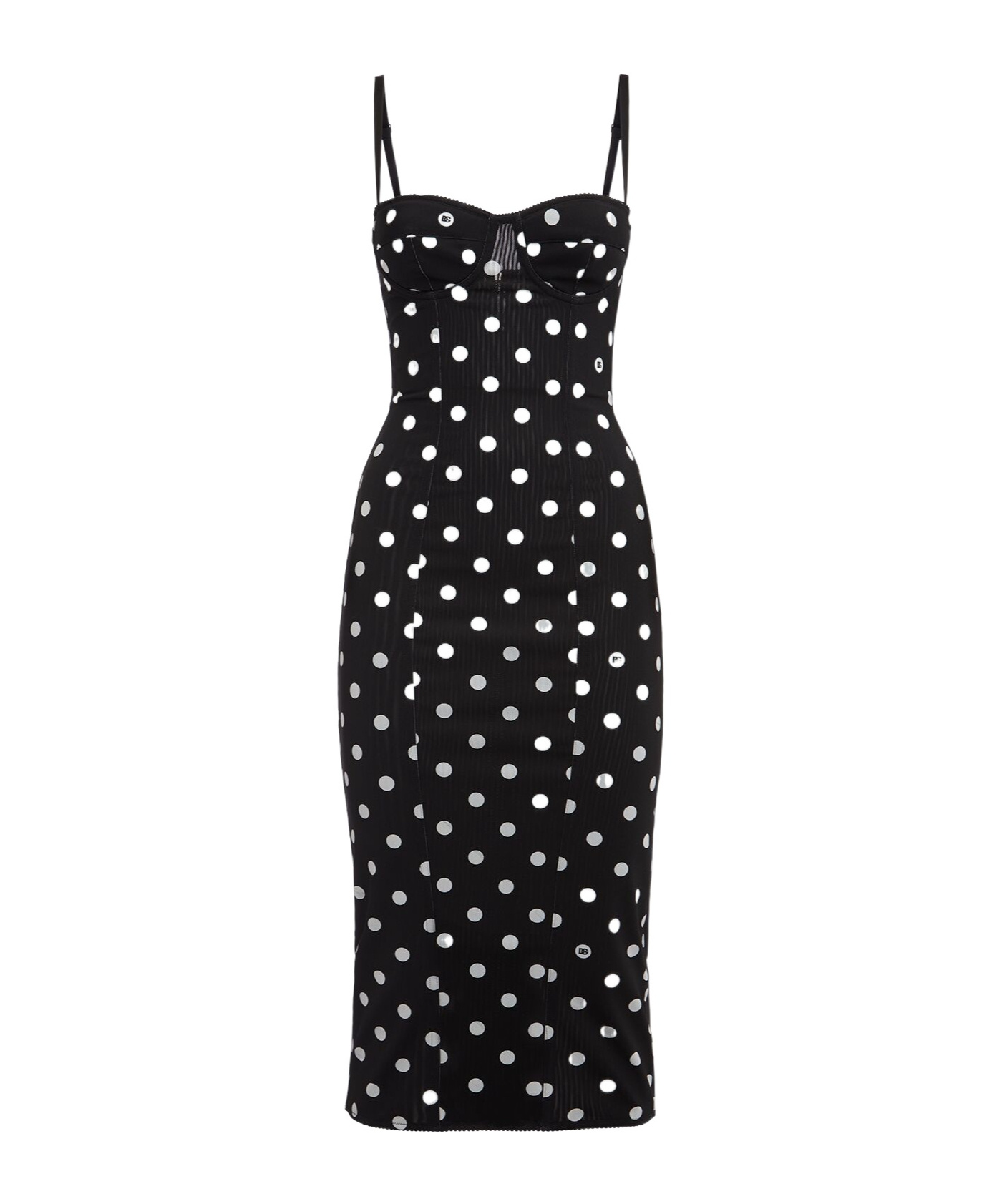 Dolce & Gabbana Marquisette Polka-dot Midi Dress With Corsetry Construction