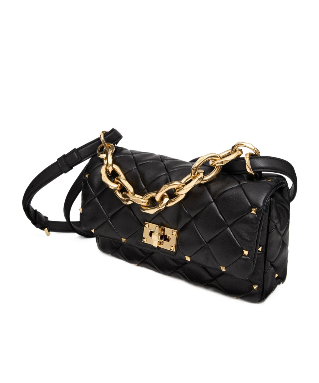 Valentino Rockstud Spike Small Shoulder Bag In Black