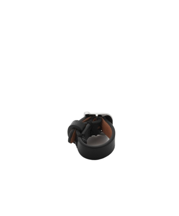 Mm6 Maison Margiela Leather Buckle Ring In Black