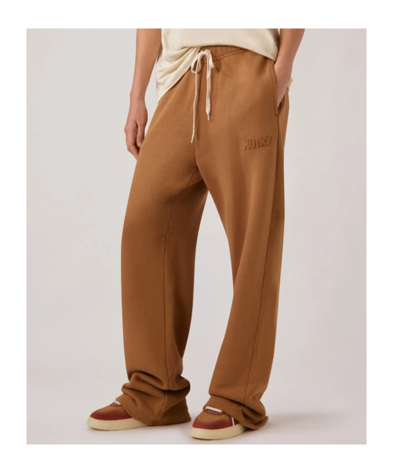 Autry Elastic Waistband Relaxed Fit Side Pockets Trousers In Brown